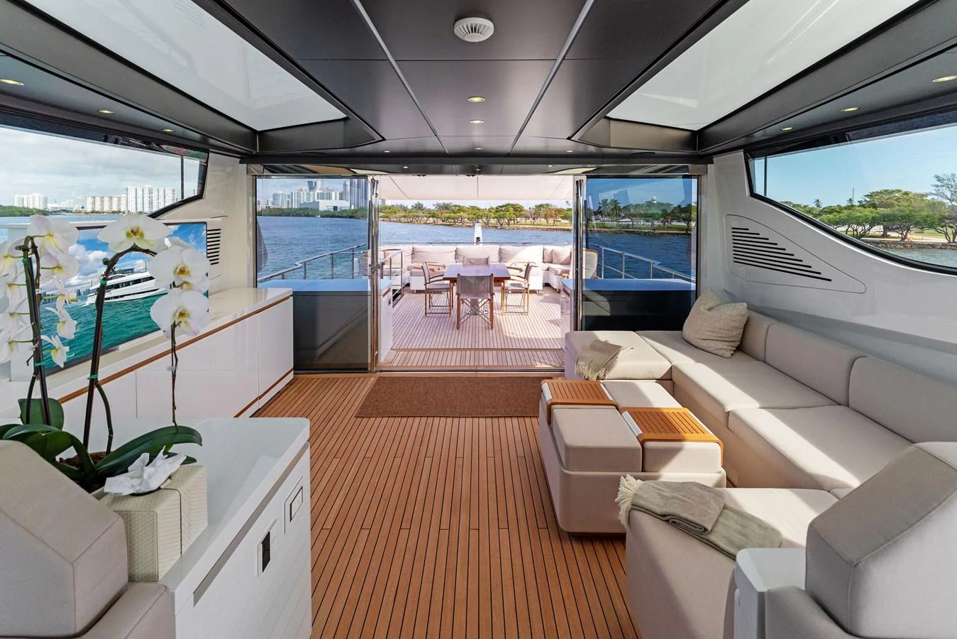 inside of a car aboard LADY K Yacht for Sale