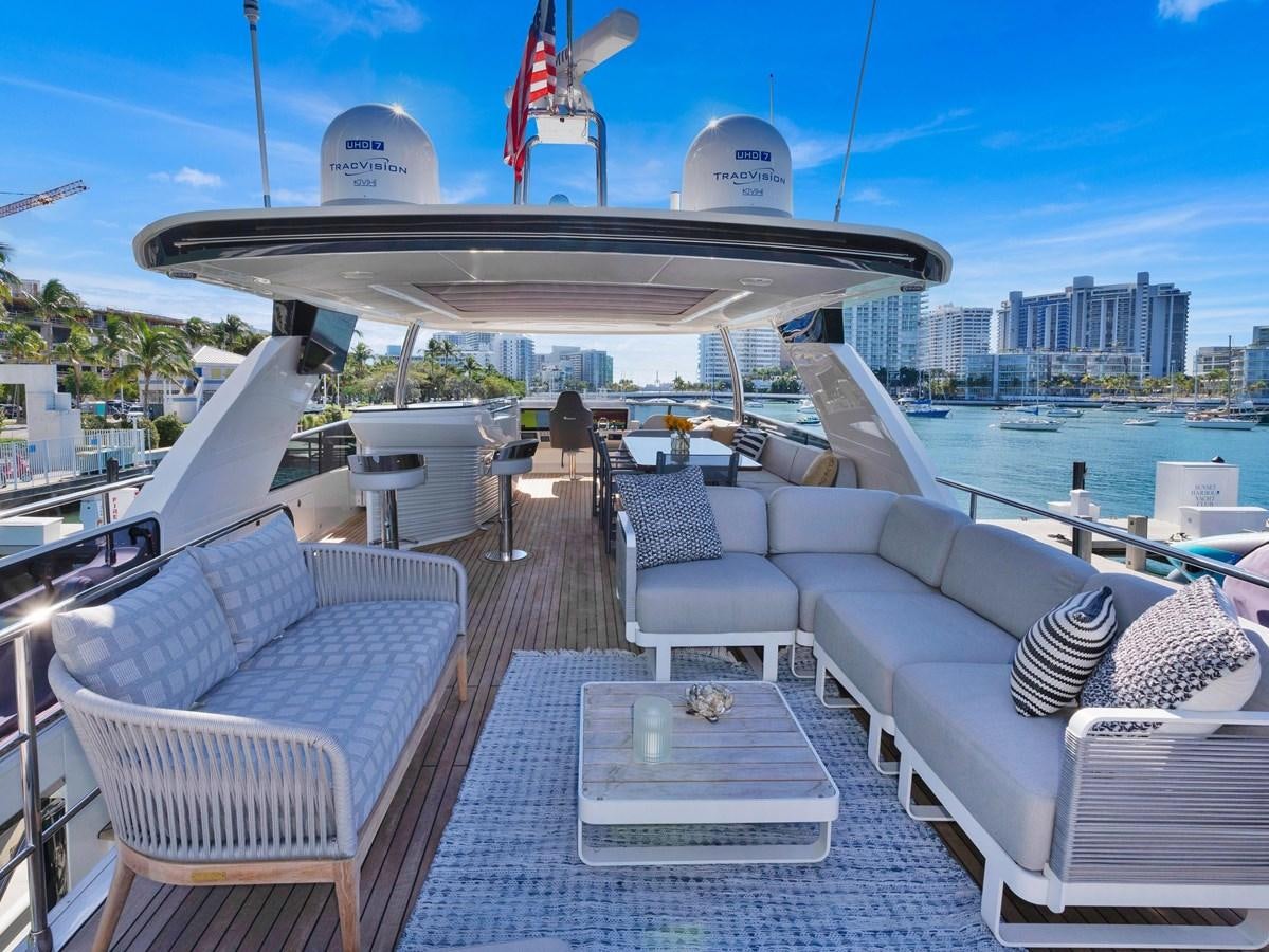 a deck with chairs and a large building with a dome on top aboard POWERSFUL Yacht for Sale