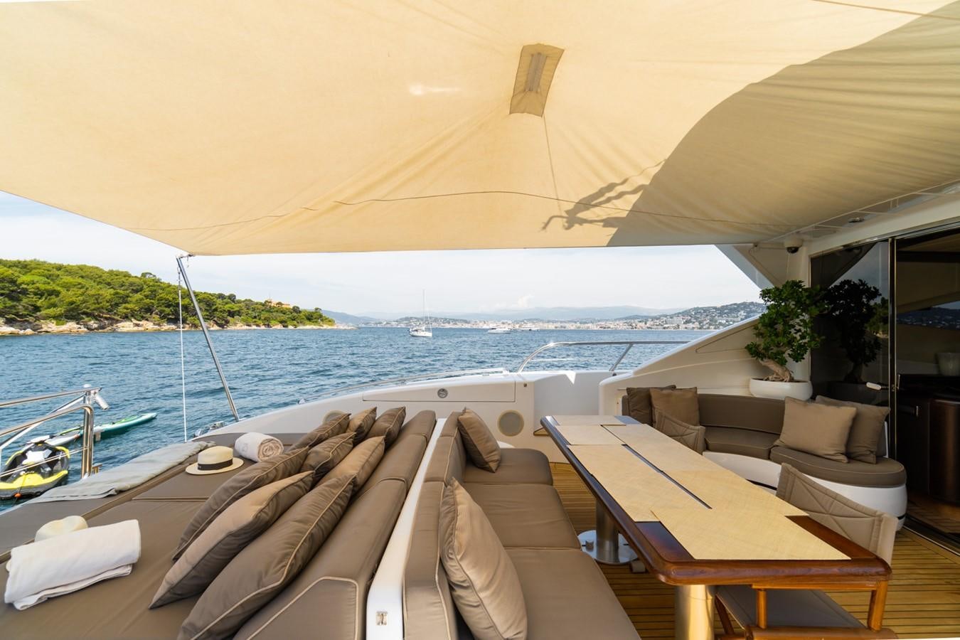 a lounge area on a boat aboard KUY KUY Yacht for Sale