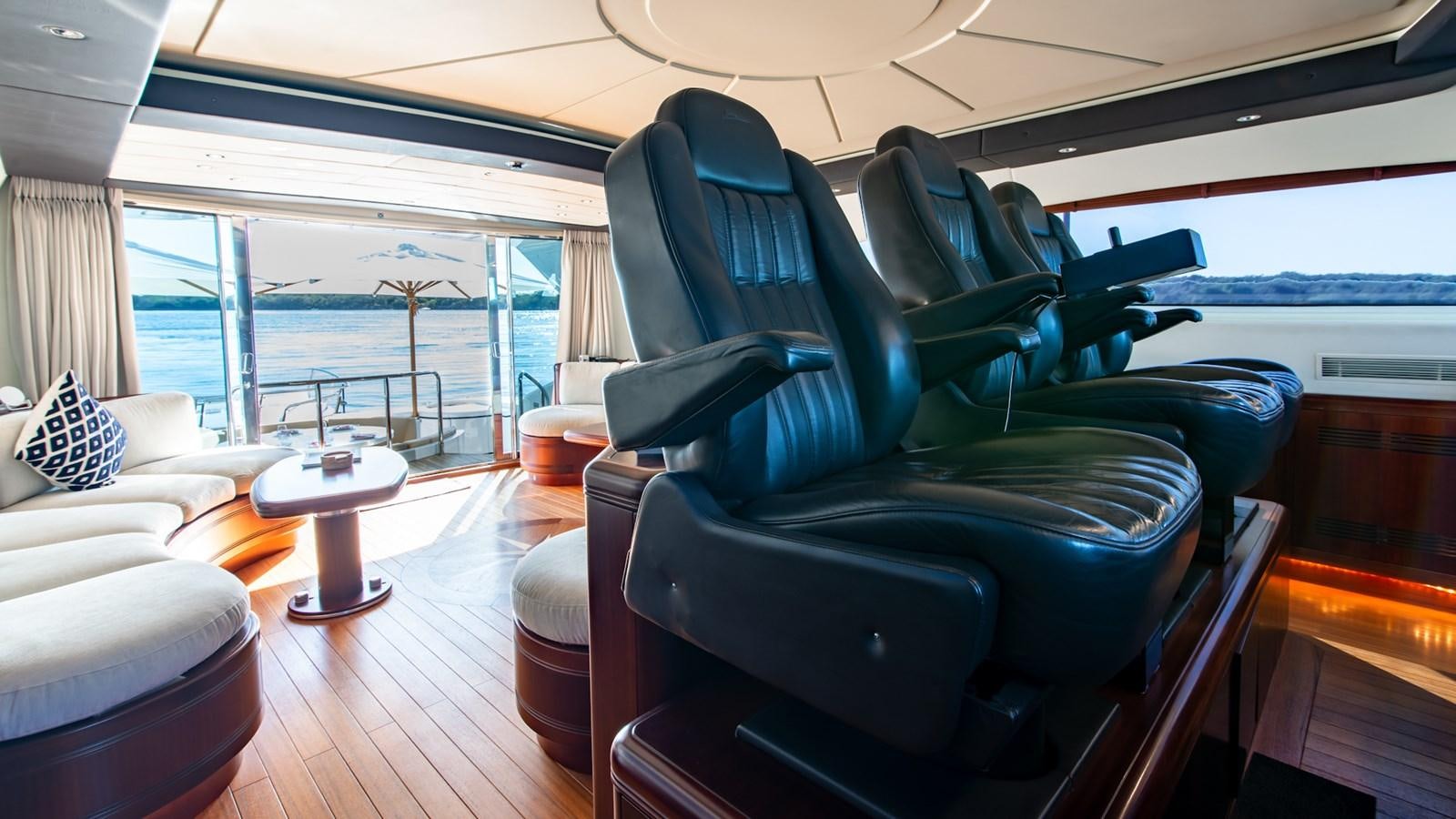 a room with a large window and a view of the water aboard HELLS BELLS Yacht for Sale