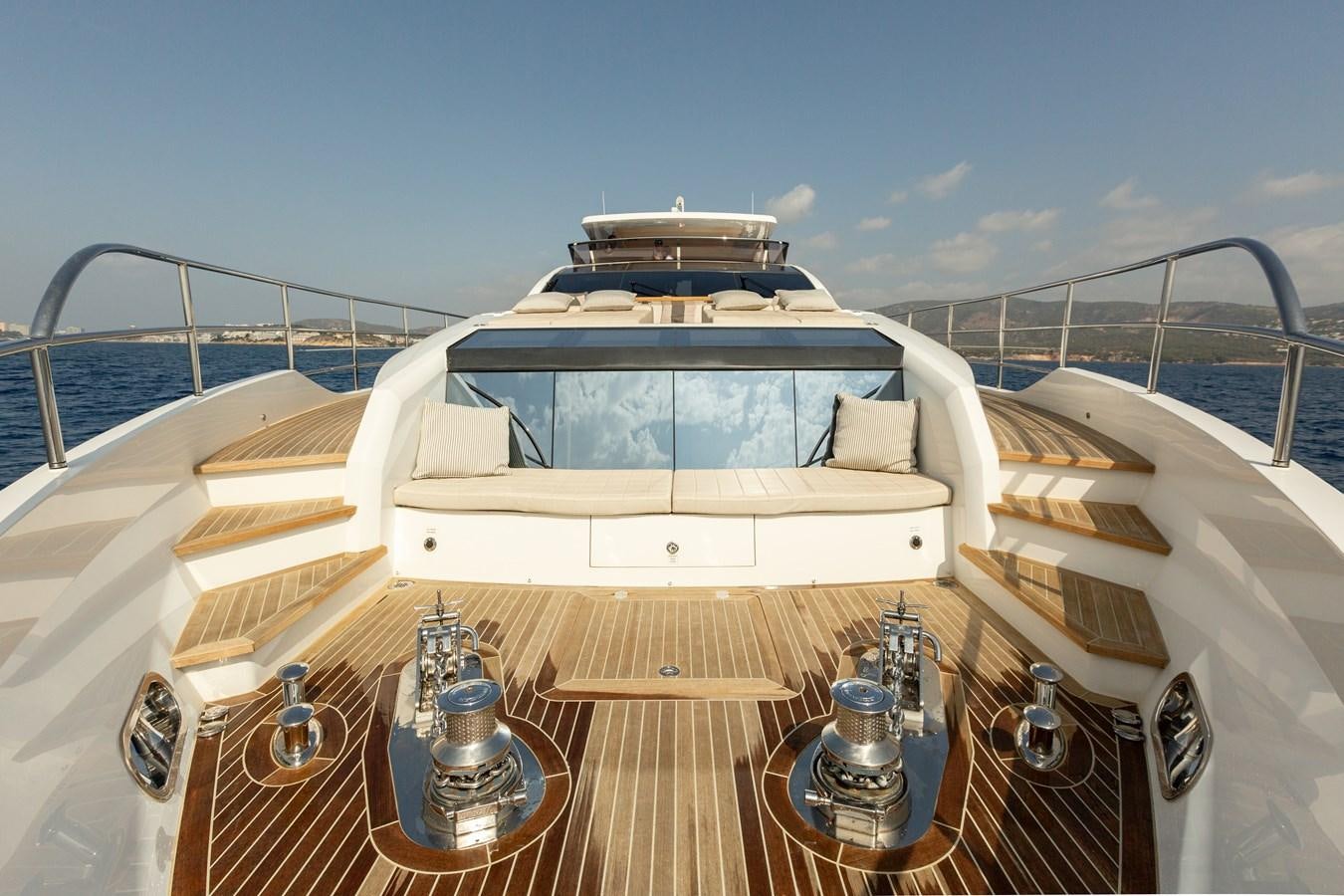 the front of a boat aboard THETIS Yacht for Sale