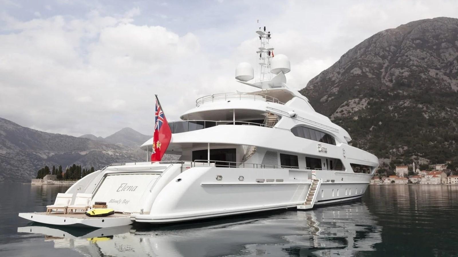 a large white boat in the water aboard ELENA Yacht for Sale