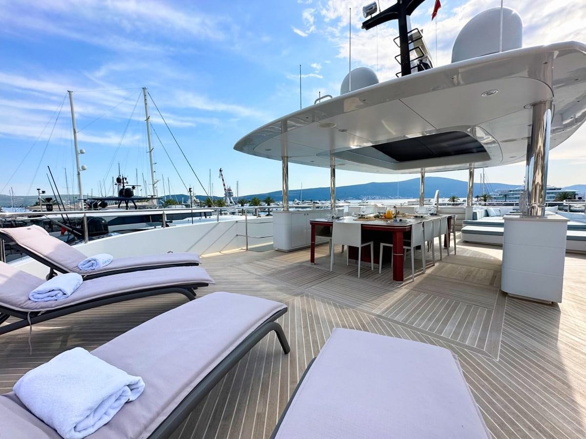 a boat on a deck aboard SHU U RITE Yacht for Sale
