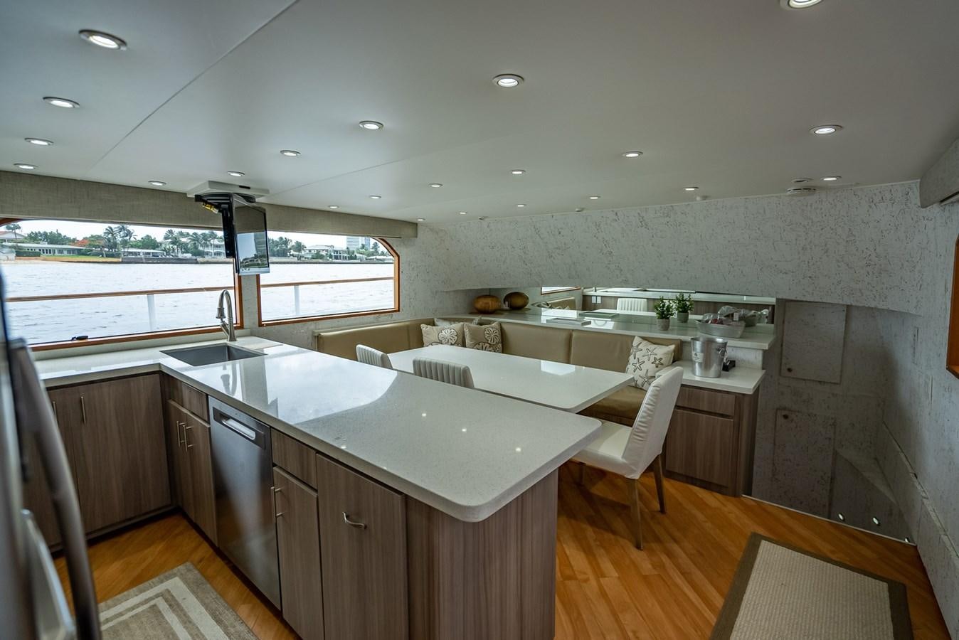 a kitchen with a large island aboard MY WAY Yacht for Sale