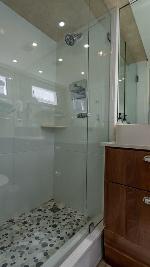 a shower with a glass door aboard MY WAY Yacht for Sale
