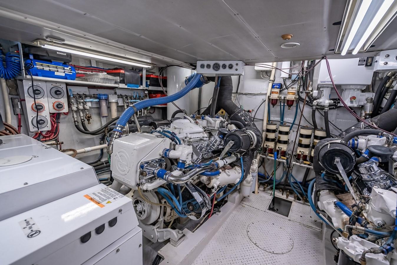 a machine with blue pipes aboard MY WAY Yacht for Sale