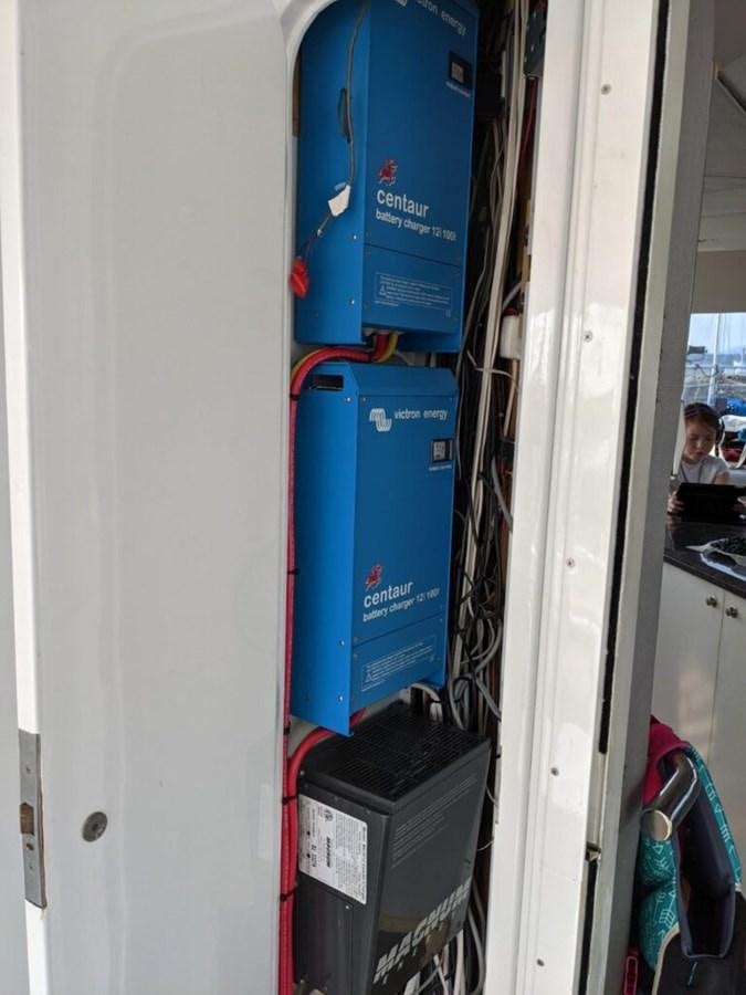 a blue box on a wall aboard AWESOME Yacht for Sale