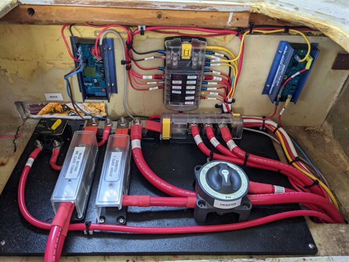 a close-up of a circuit board aboard AWESOME Yacht for Sale