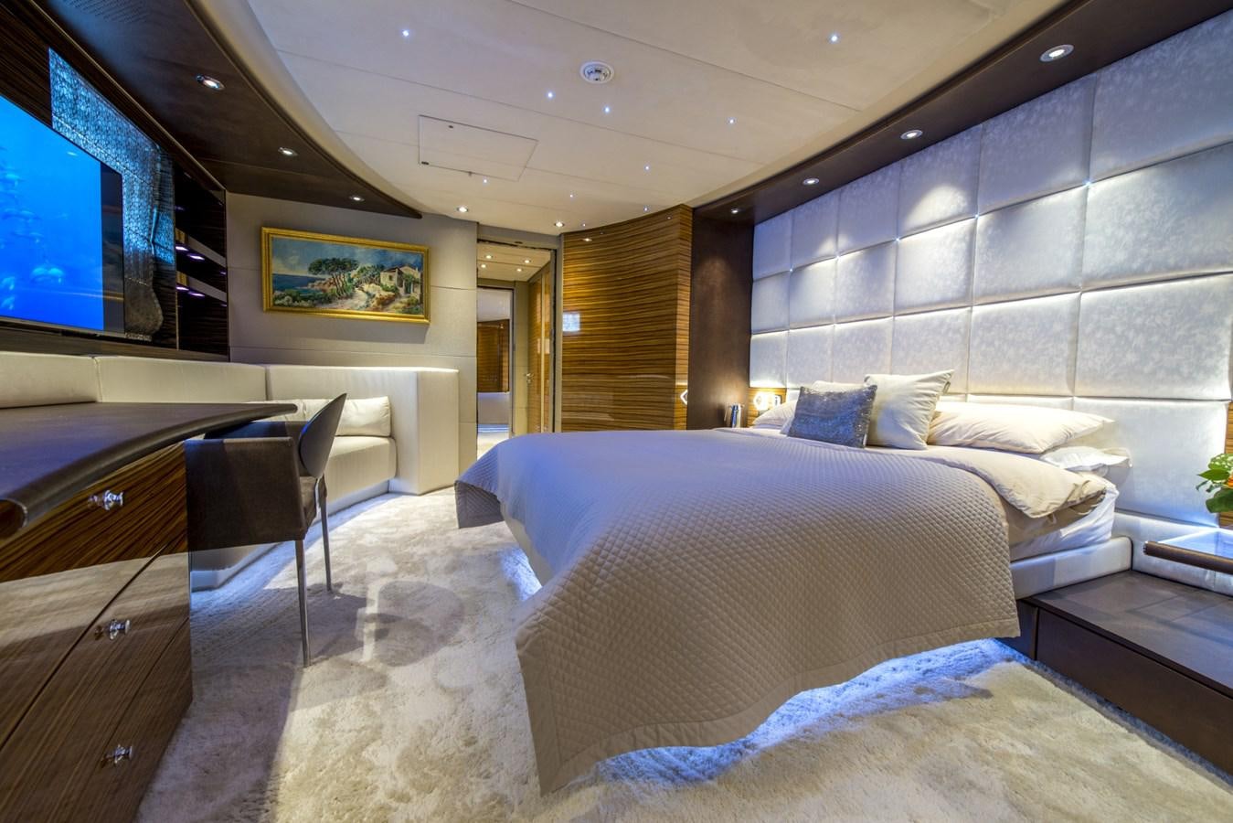 a room with two beds aboard TIAMAT Yacht for Sale