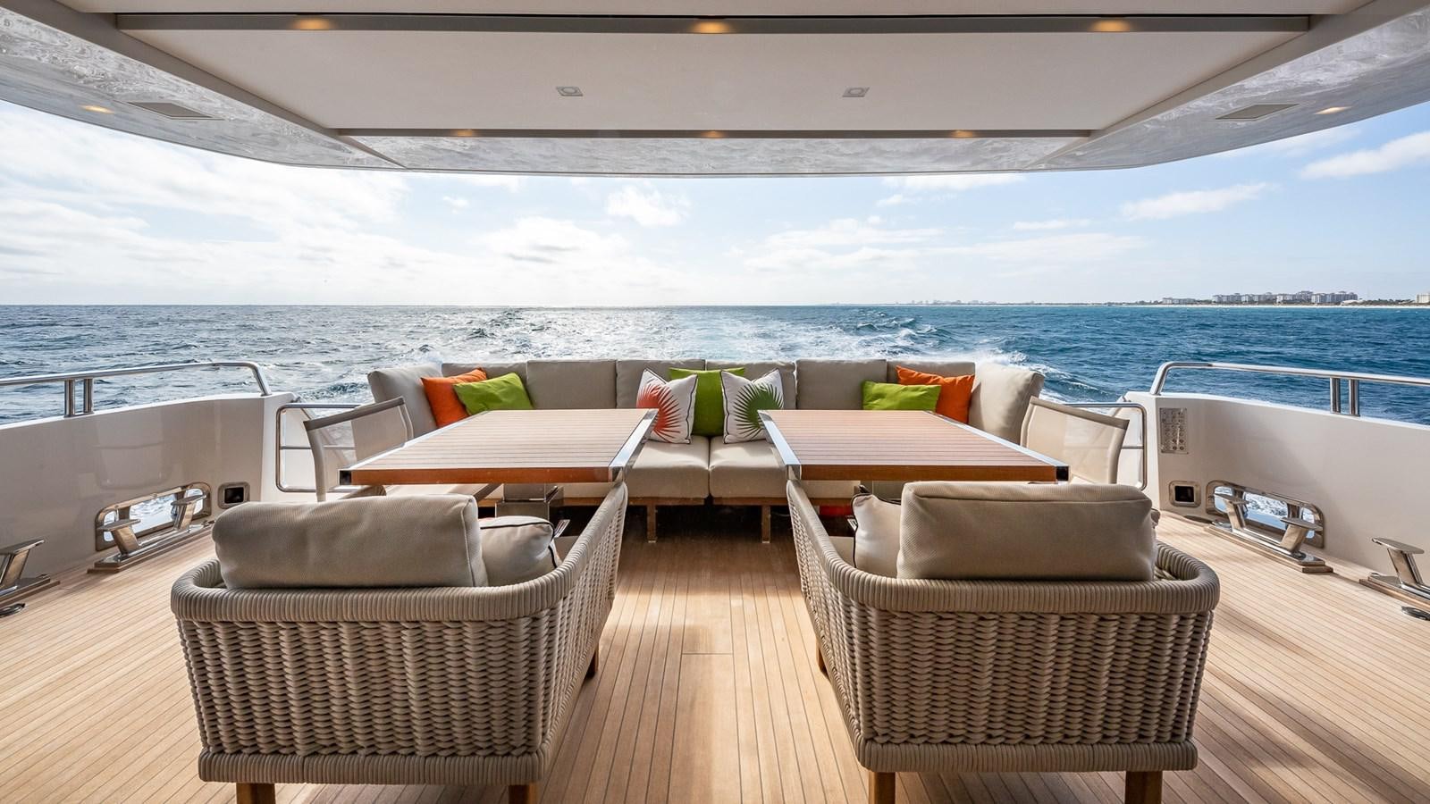 a room with a view of the ocean and the ocean aboard XWAVE Yacht for Sale