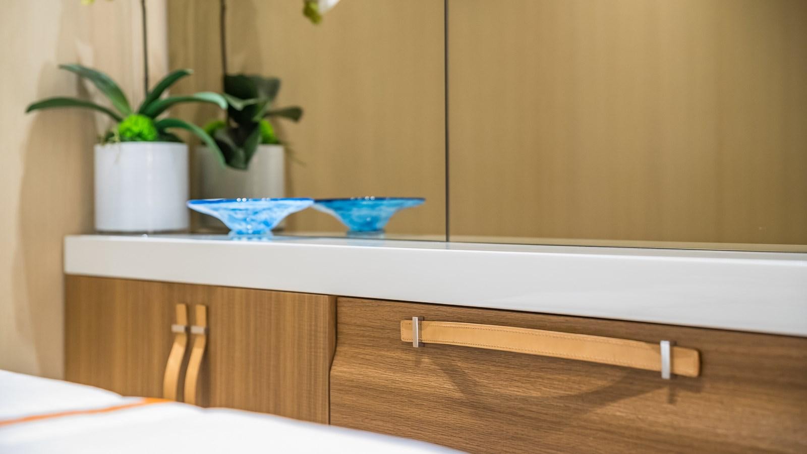 a plant in a pot on a counter aboard XWAVE Yacht for Sale