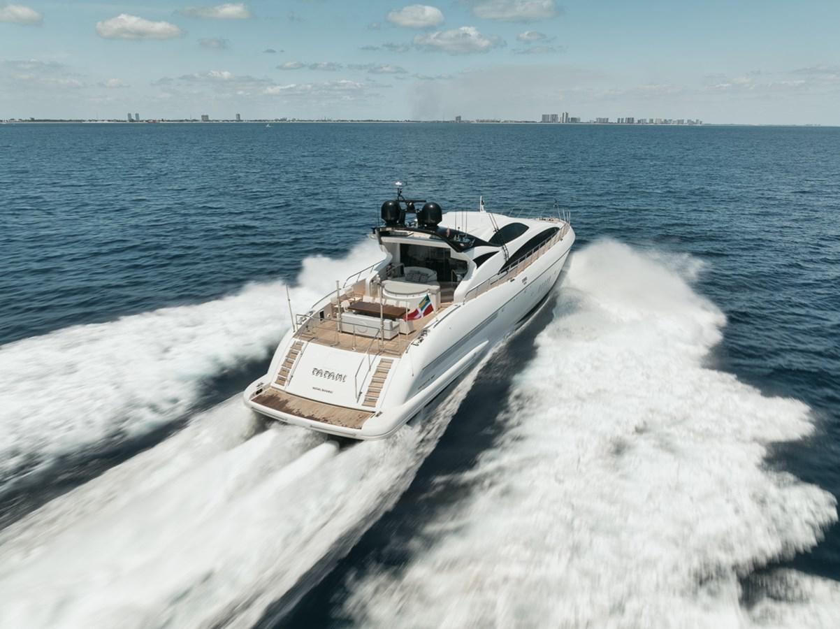 a boat driving on the water aboard TATAMI Yacht for Sale