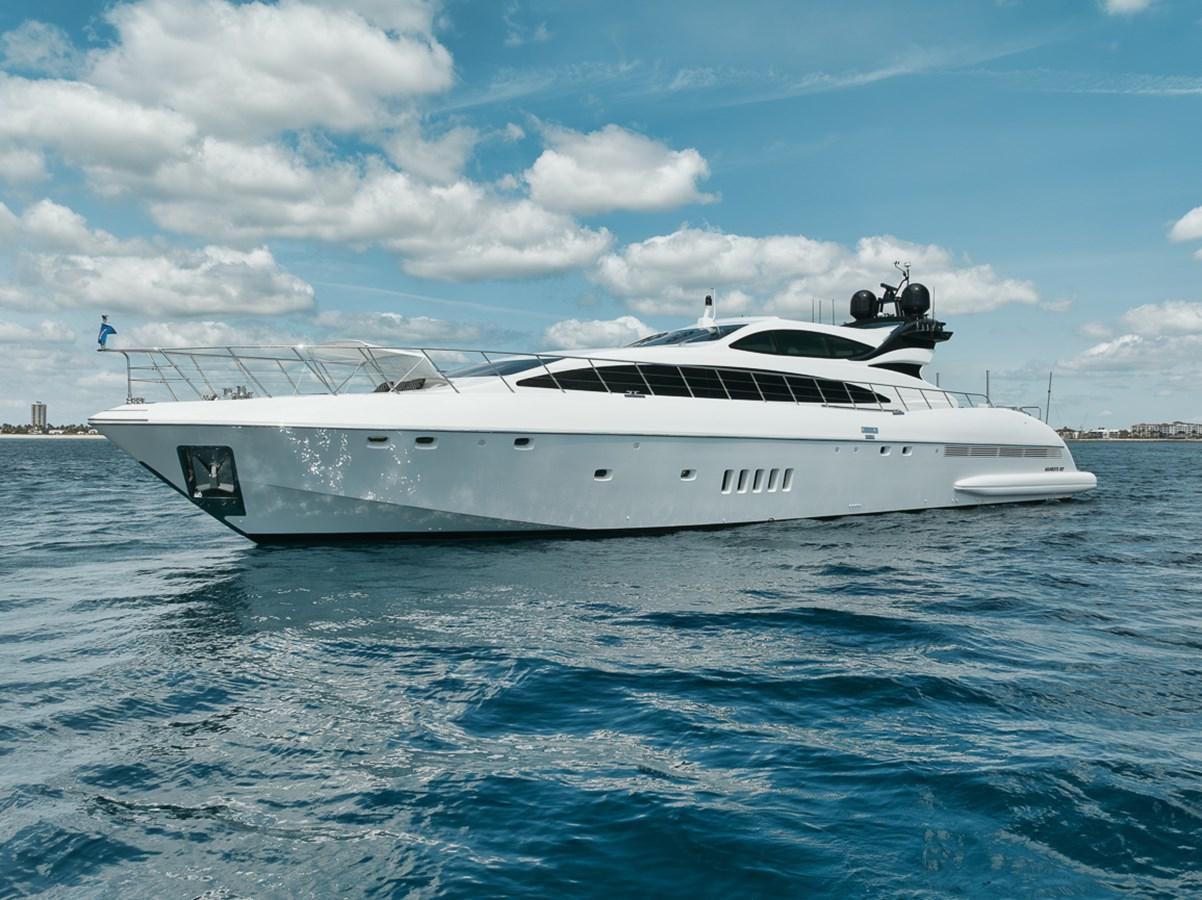 a white yacht in the water aboard TATAMI Yacht for Sale