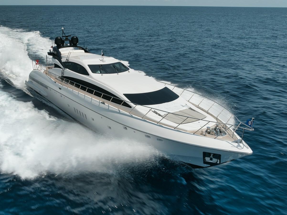 a white yacht on the water aboard TATAMI Yacht for Sale