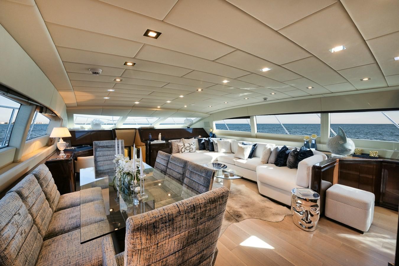 a living room with a large window aboard TATAMI Yacht for Sale