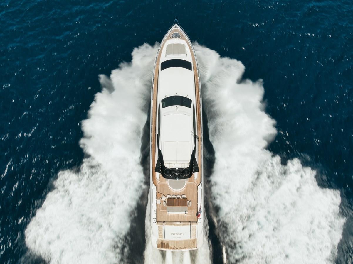 a space shuttle on a cloud of white smoke aboard TATAMI Yacht for Sale