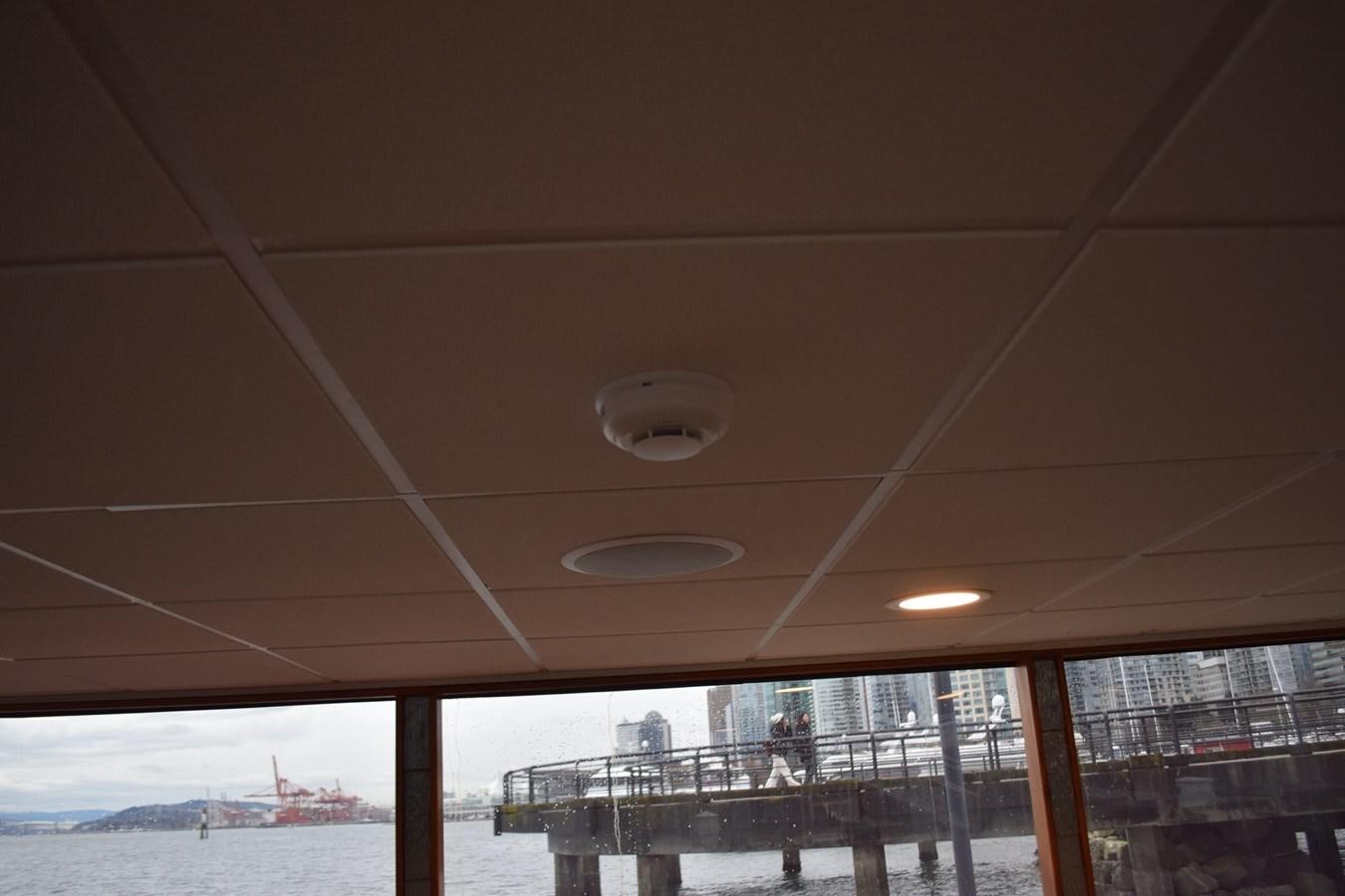 a ceiling fan in a room aboard MAGIC CHARM Yacht for Sale