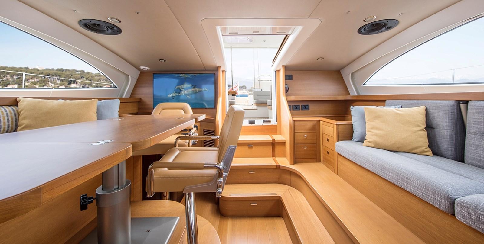 inside of a car aboard VAYU Yacht for Sale