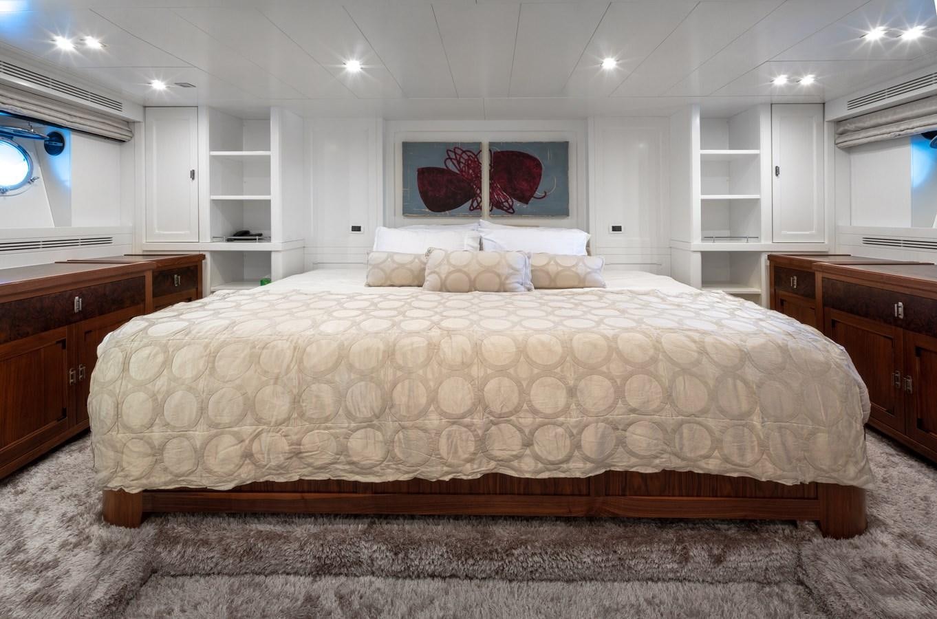 a bed in a room aboard EVERGREEN G Yacht for Sale