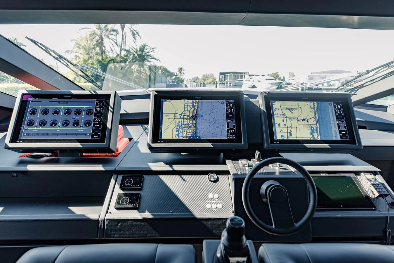 inside of a car aboard STALLION Yacht for Sale