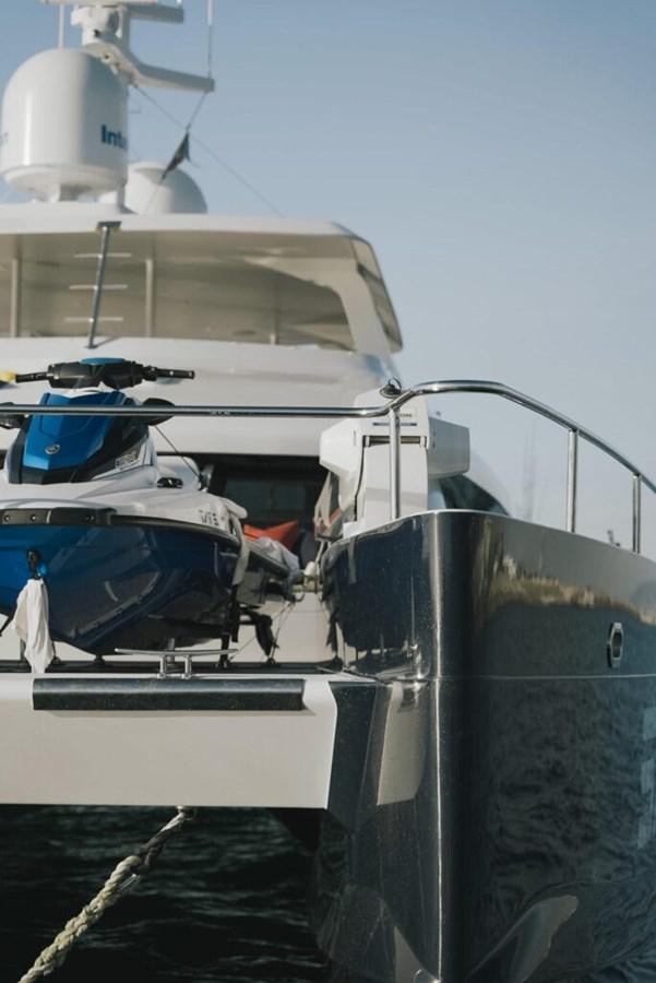 a boat with a large metal object on the front aboard SALTY Yacht for Sale