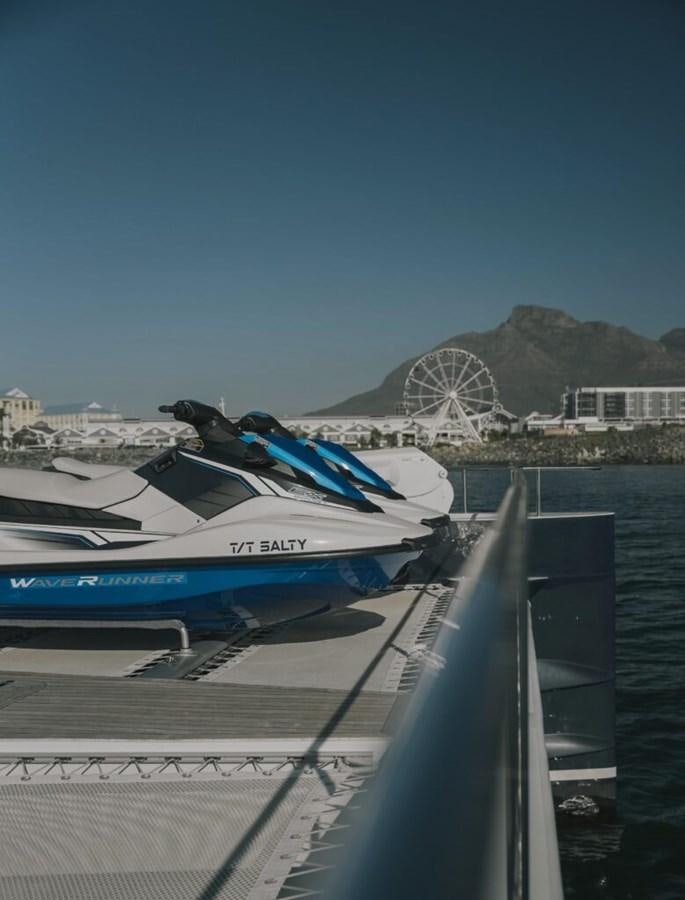 a boat on a deck aboard SALTY Yacht for Sale