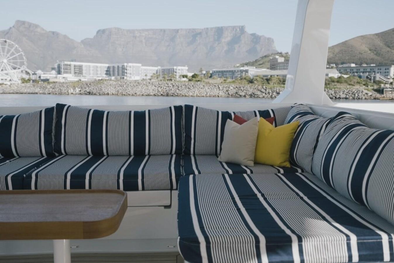 a view of a city from a balcony aboard SALTY Yacht for Sale