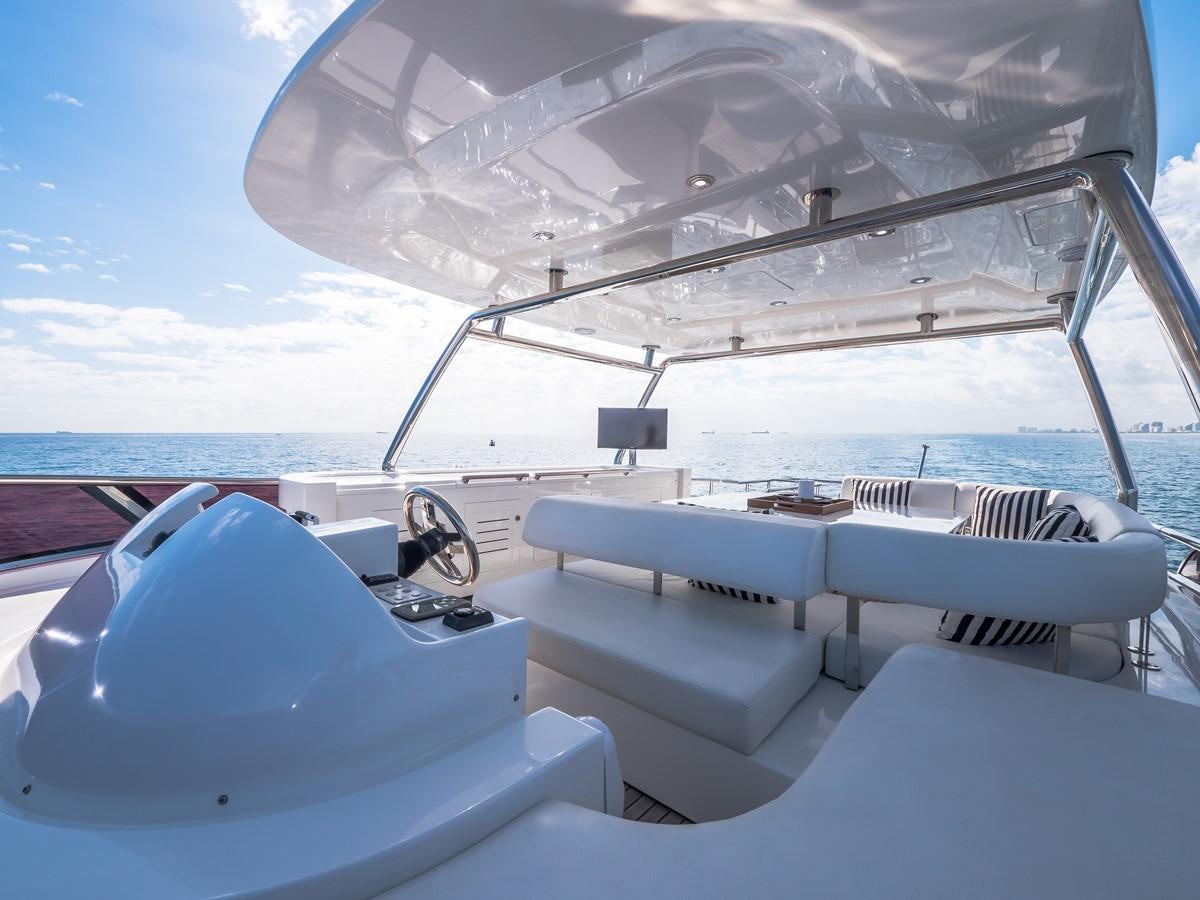 a boat with a large white sail aboard 2016 AZIMUT 76 MAGELLANO THE EQUITES Yacht for Sale