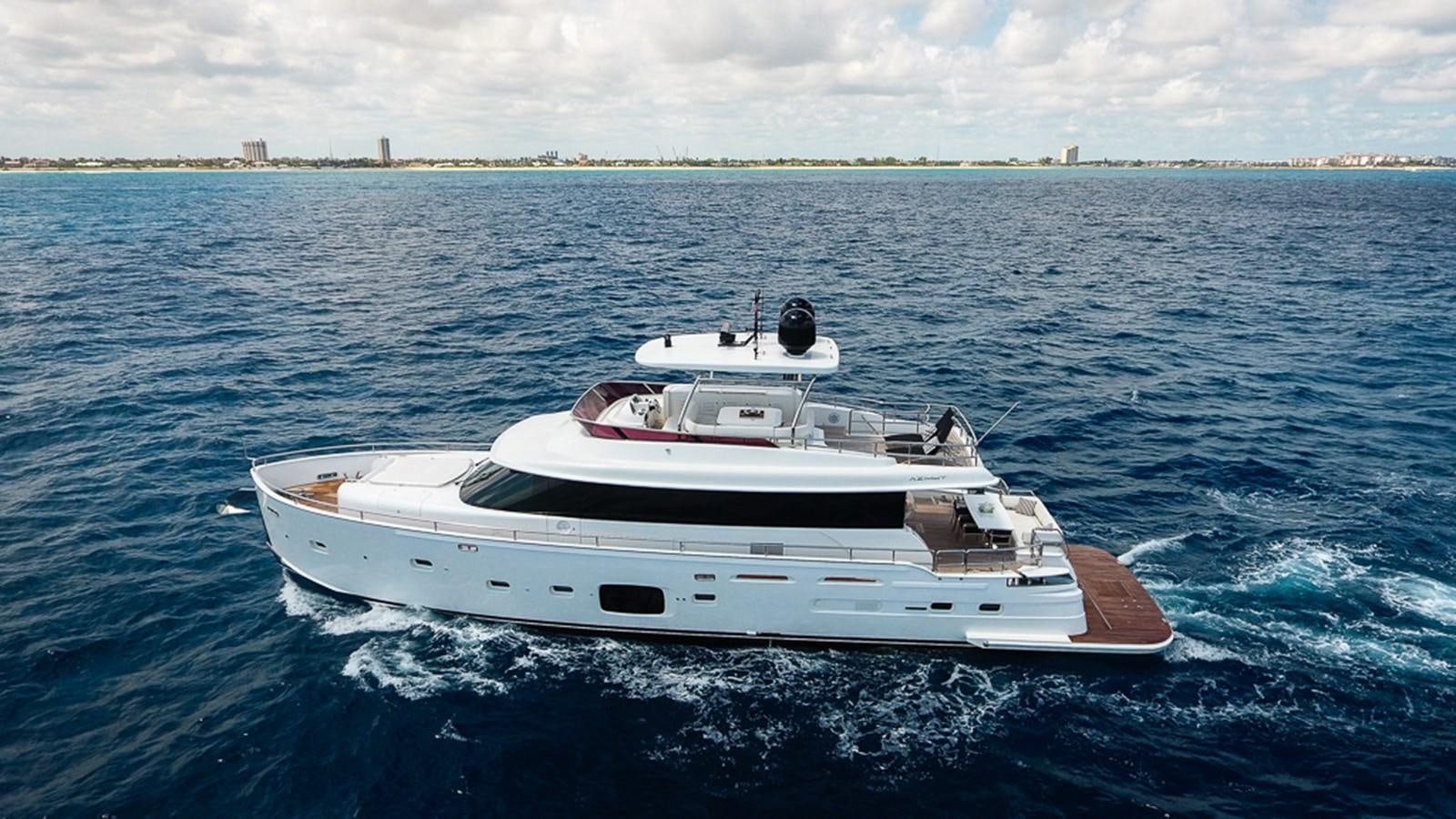a white yacht in the water aboard 2016 AZIMUT 76 MAGELLANO THE EQUITES Yacht for Sale