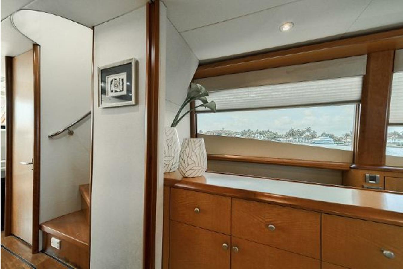 a bathroom with a window aboard 2007 LAZZARA 84 MOTOR Yacht for Sale