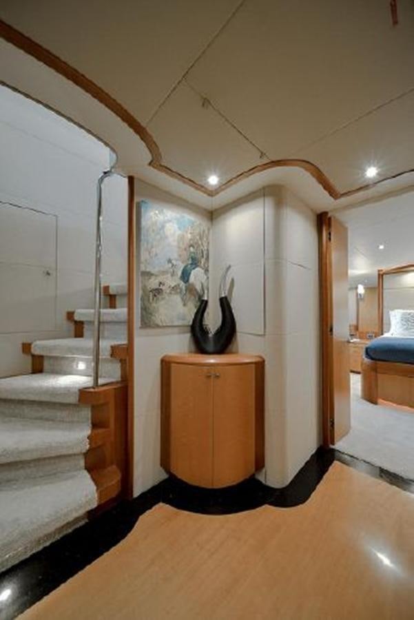 a bathroom with a large mirror aboard 2007 LAZZARA 84 MOTOR Yacht for Sale