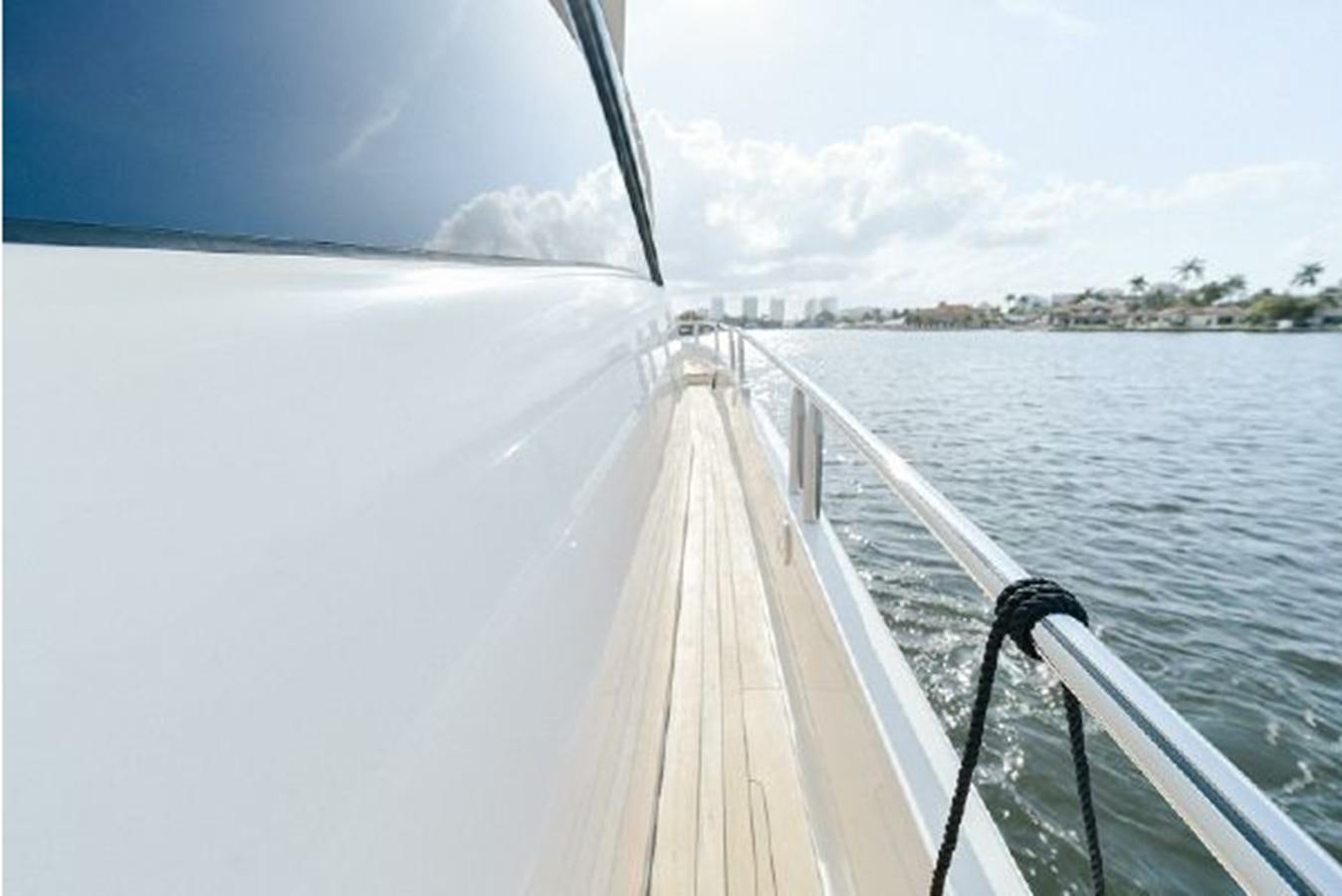 a long white bridge over water aboard 2007 LAZZARA 84 MOTOR Yacht for Sale