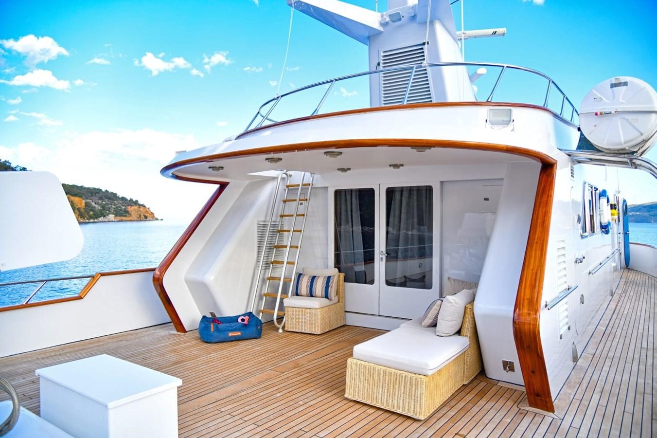 a boat on a dock aboard SOMETHING COOL Yacht for Sale
