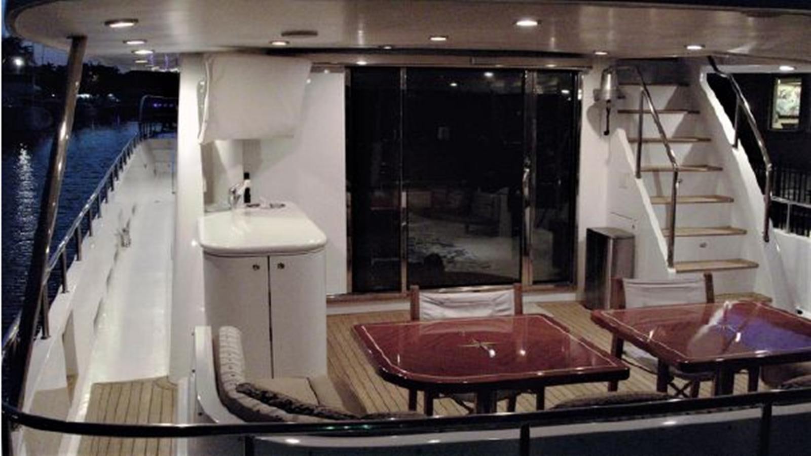 a room with a table and a sink aboard 2006 CHEOY LEE MOTOR Yacht for Sale
