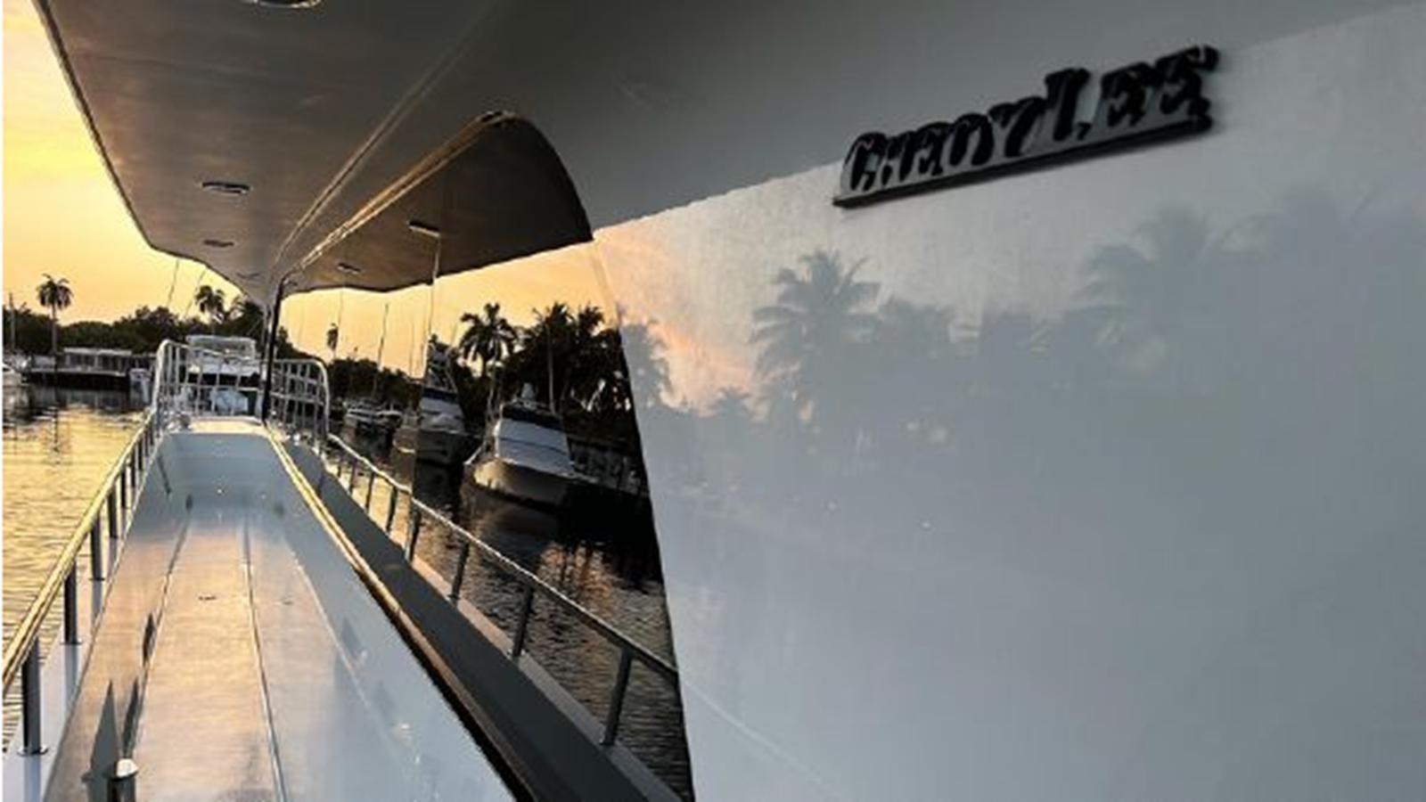 a wall with a sign on it aboard 2006 CHEOY LEE MOTOR Yacht for Sale