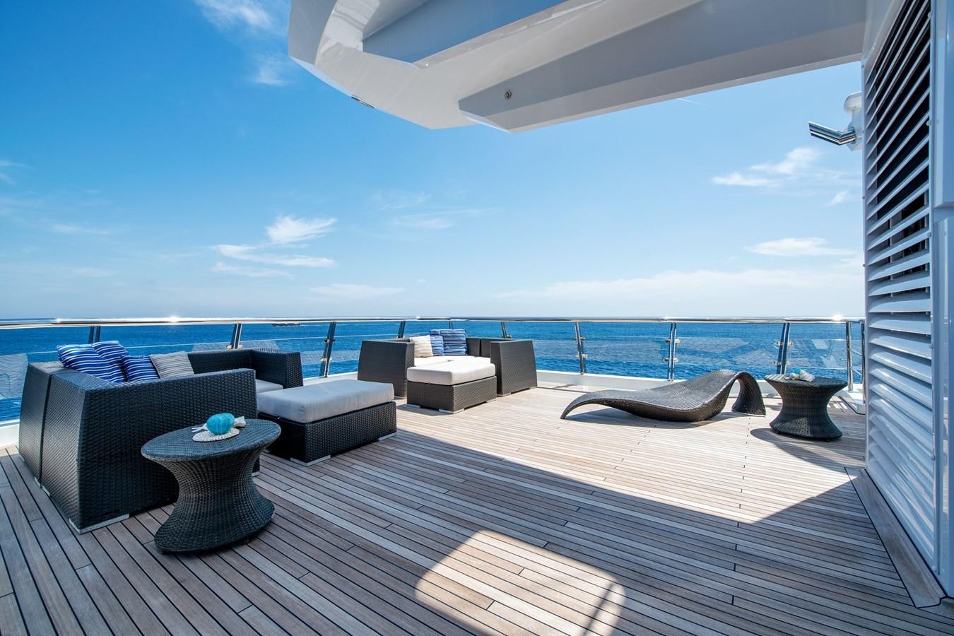 a deck overlooking the ocean aboard AALTO Yacht for Sale