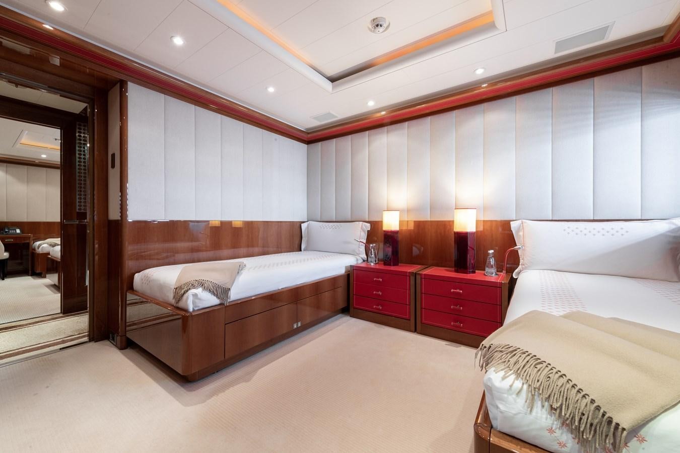 a room with two beds aboard AALTO Yacht for Sale