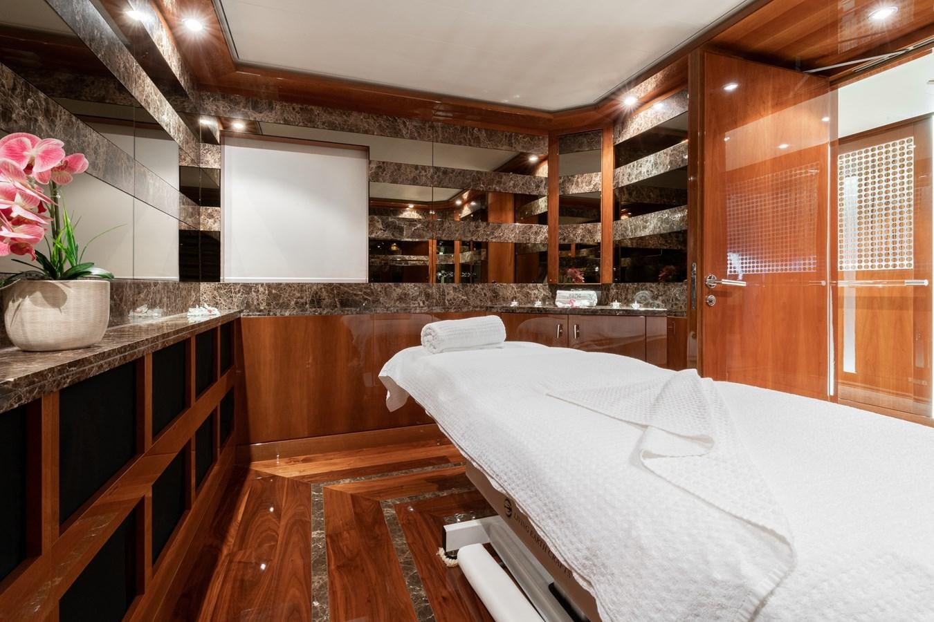 a bed in a room aboard AALTO Yacht for Sale