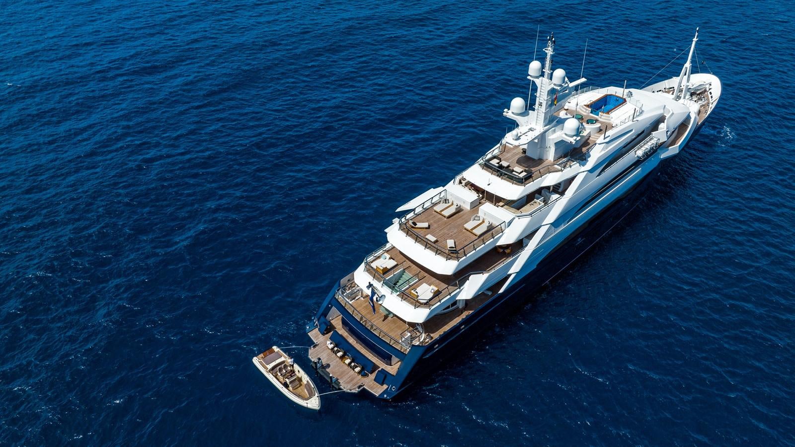 a large ship in the water aboard AALTO Yacht for Sale