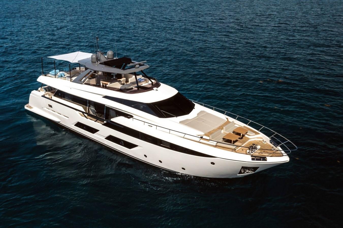 a white boat on the water aboard FERRETTI YACHTS 920 HT  Yacht for Sale