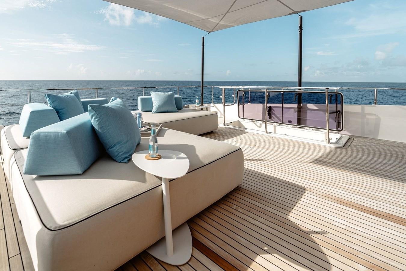 a balcony with a view of the ocean and the ocean aboard FERRETTI YACHTS 920 HT  Yacht for Sale