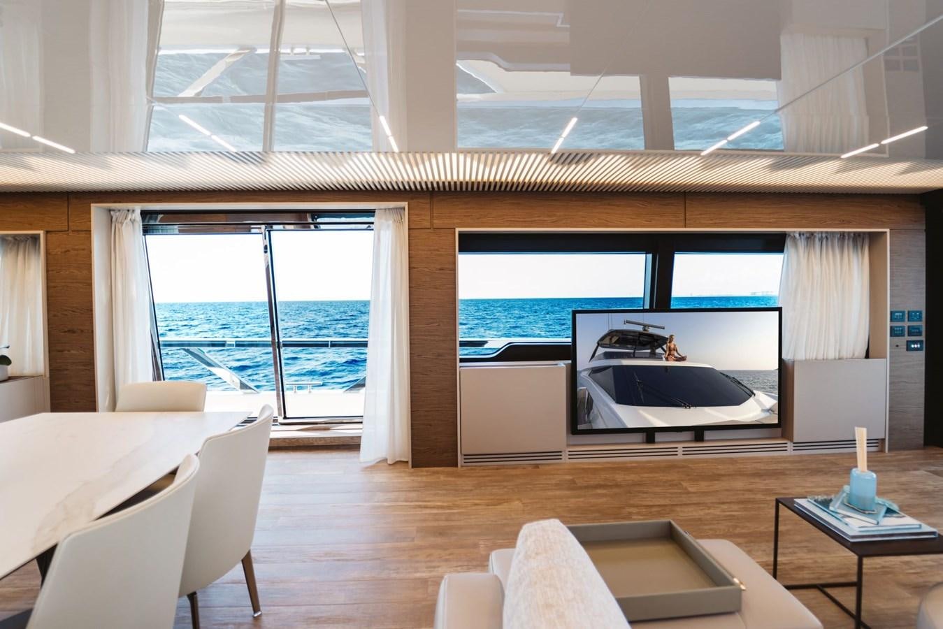 a room with a large swimming pool aboard FERRETTI YACHTS 920 HT  Yacht for Sale