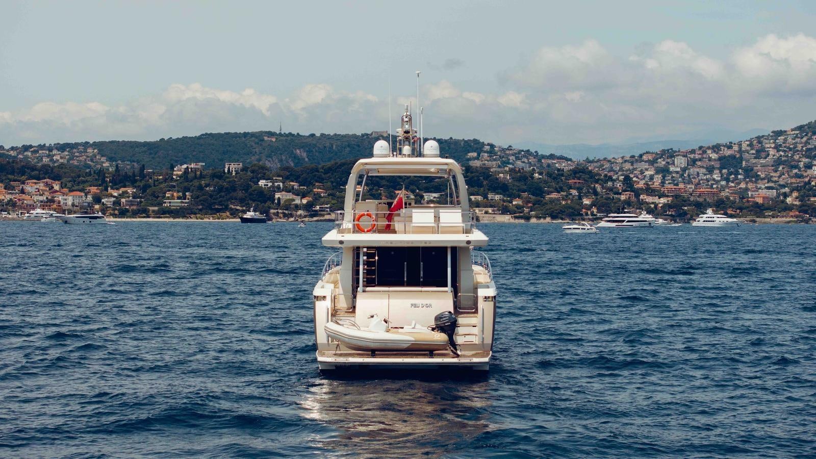 a boat in the water aboard FEU D'OR Yacht for Sale