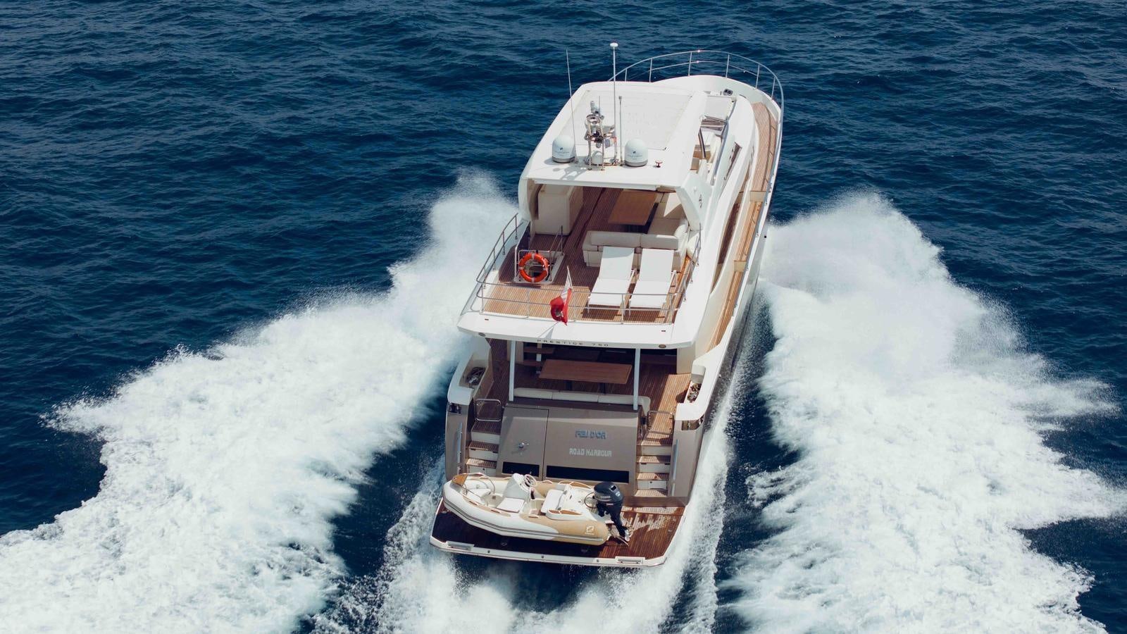 a boat on the water aboard FEU D'OR Yacht for Sale