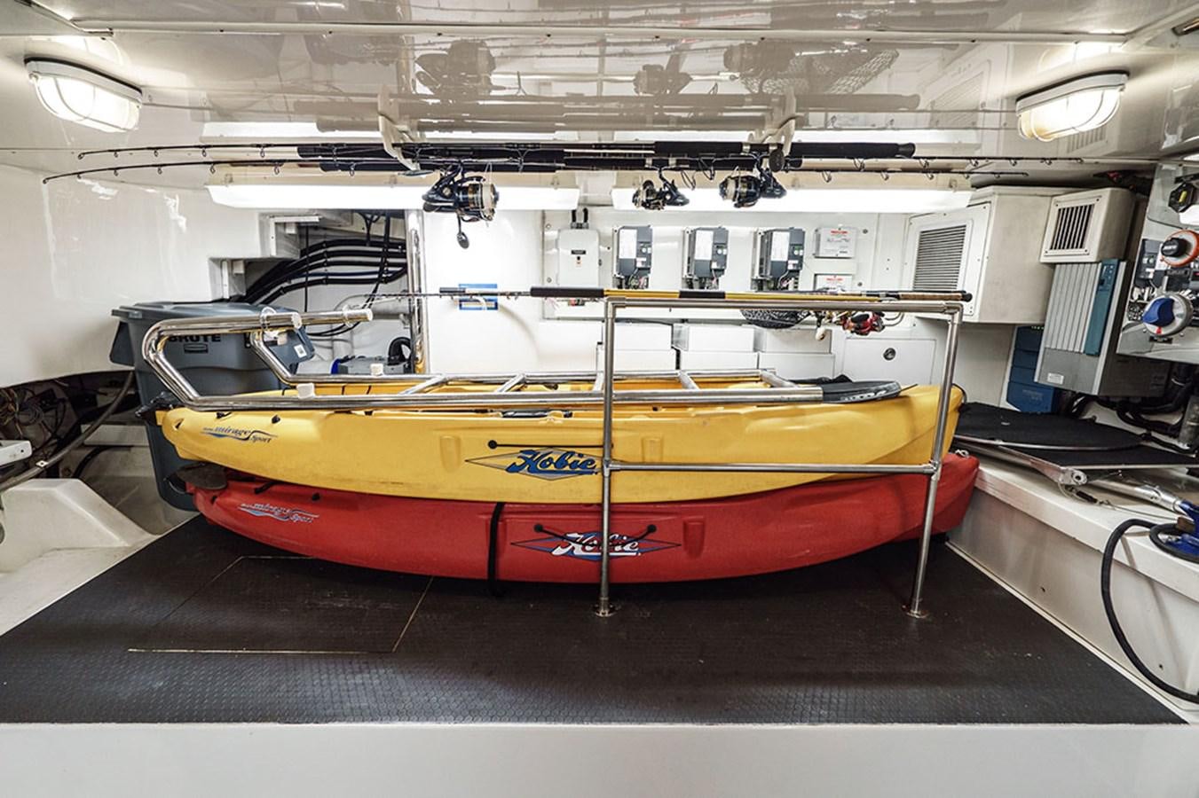 a boat in a large room aboard WICKED COOL Yacht for Sale