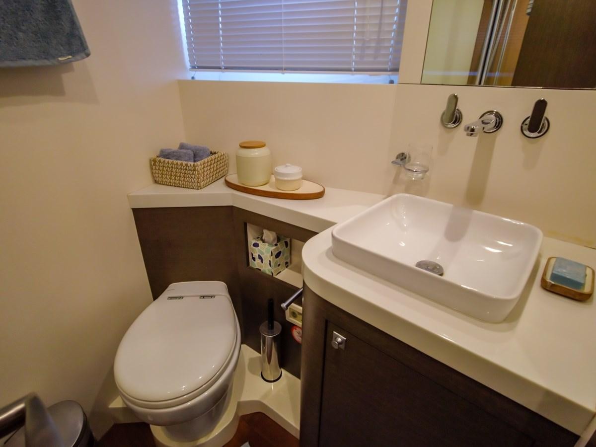 a bathroom with a sink and toilet aboard MELITEA Yacht for Sale