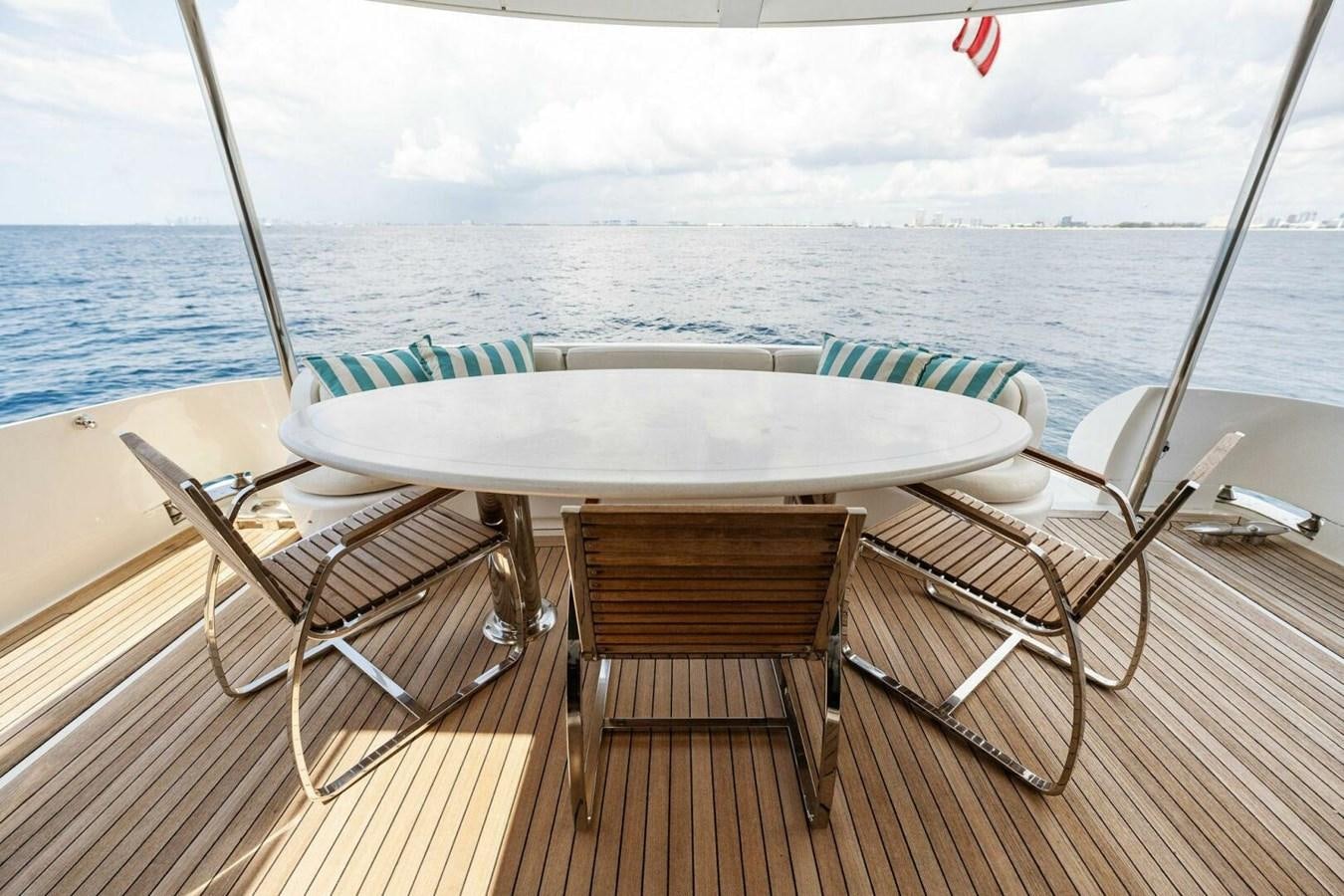 a table and chairs on a boat aboard NORDLYS Yacht for Sale