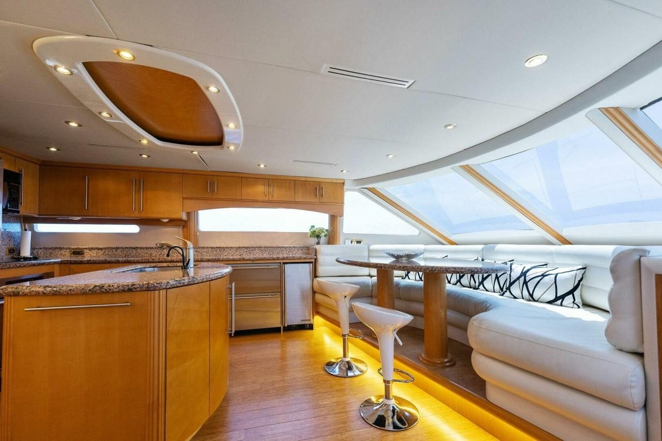 a kitchen with a large ceiling aboard NORDLYS Yacht for Sale