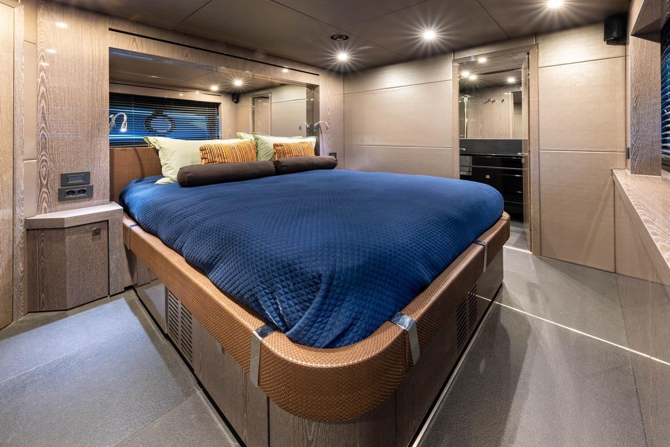 a bed in a room aboard MIRKA Yacht for Sale