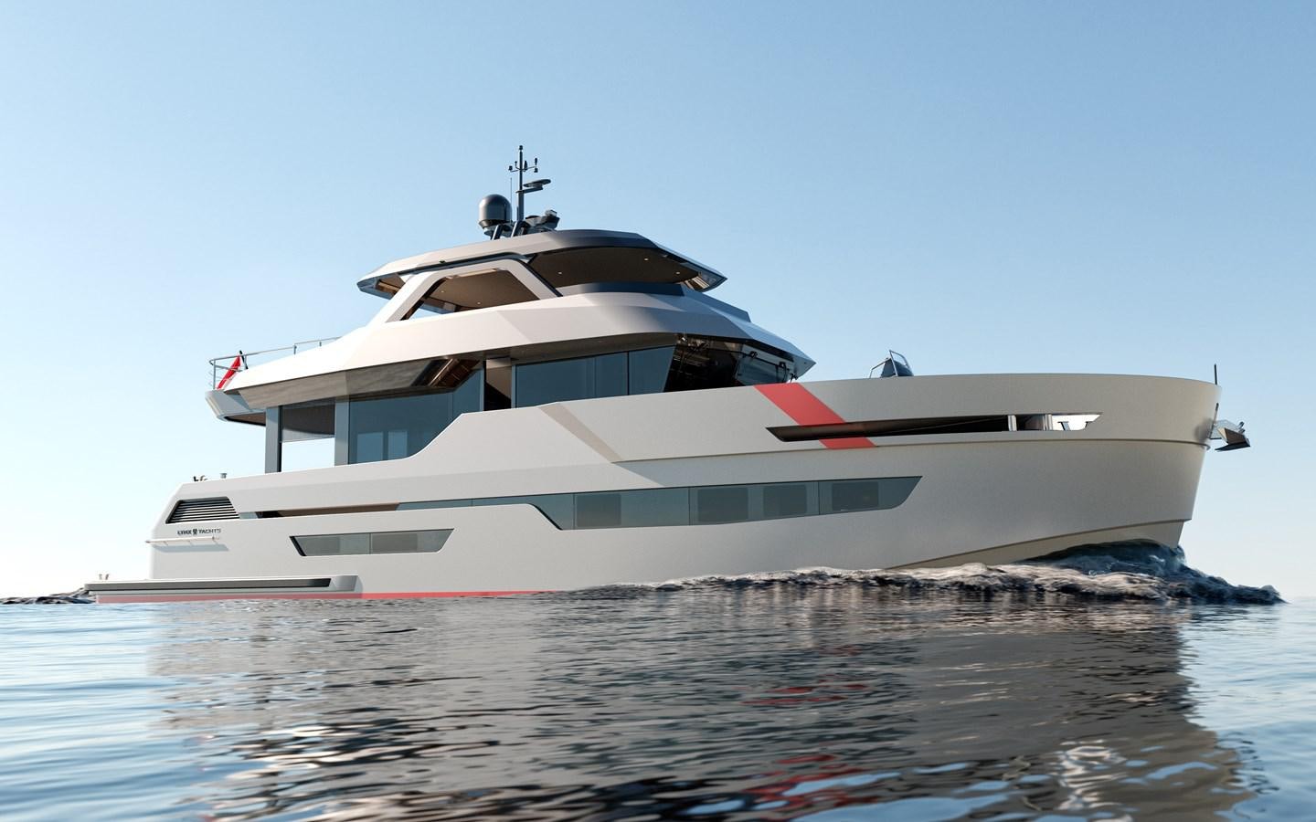 a white yacht on the water aboard ADVENTURE 30 Yacht for Sale
